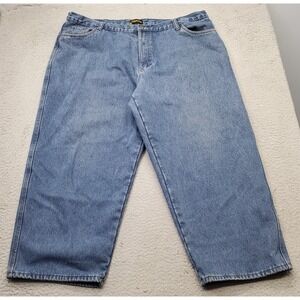 Stanley Cropped Jeans Men 46x29 Blue Denim Fleece Lined 5-Pocket Design Relaxed‎